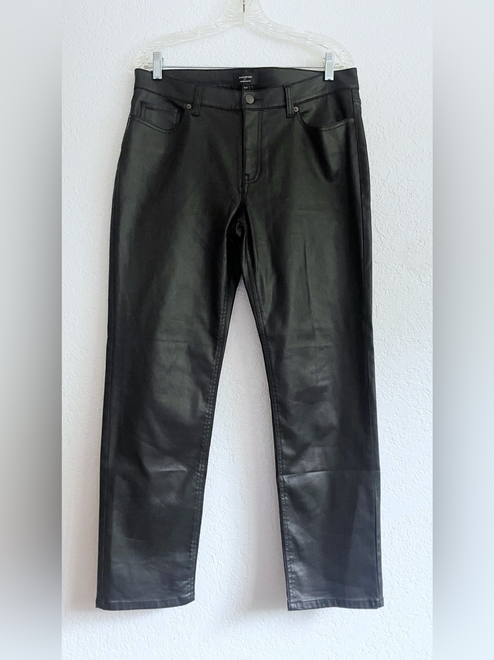 Banana Republic Mid-Rise Slim Fit Black Faux Leather Jeans 31/12 Goth Moody
